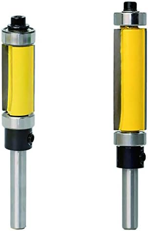 2PCS Pattern Flush Trim Router Bits Set 1/4'' Shank, YoiYee Top & Bottom Bearing Woodworking Template Cutter for All Composition Material, Plywood, Hardwood and Softwood