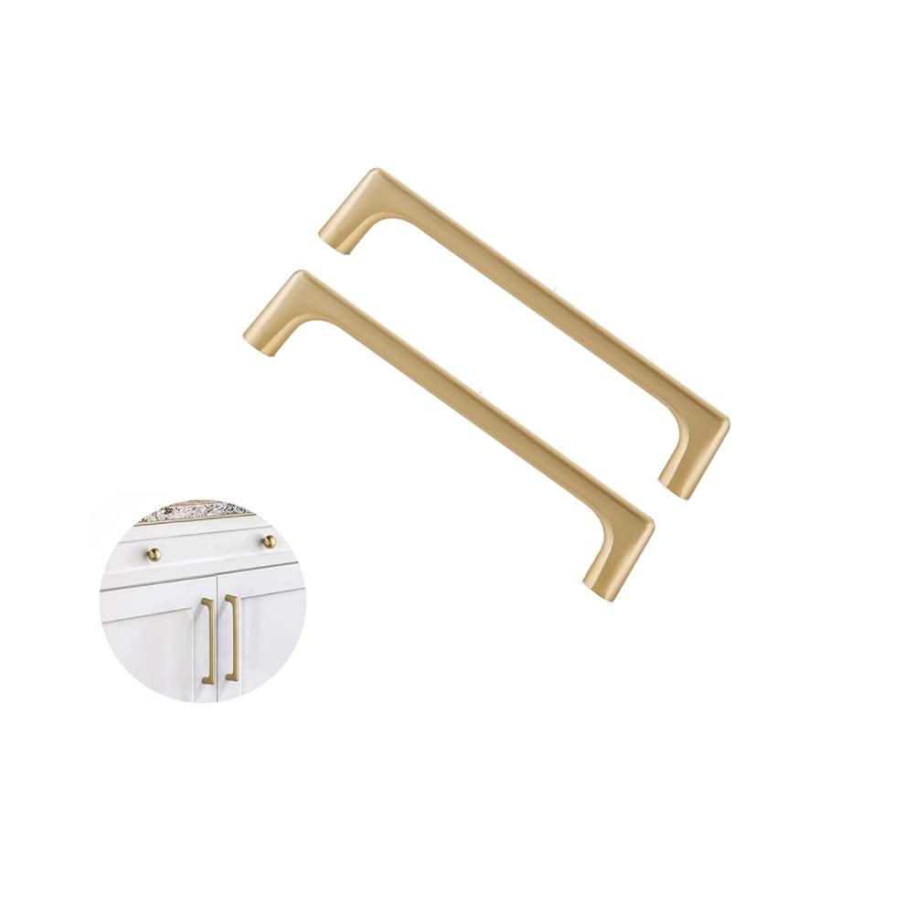 SYDARSYN Kitchen Cupboard Handles Brushed Brass Drawer Handles Cabinet Handles Kitchen Door Handles 128mm