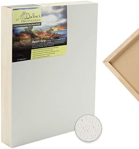 Da Vinci Pro Resist-Grip Coarse Textured Gesso Board, 16x20, 2" Depth Art Boards for Painting, White Acrylic Polymer with Quartz Sand, Warp-Resistant Cradled and Sealed MDF Panel