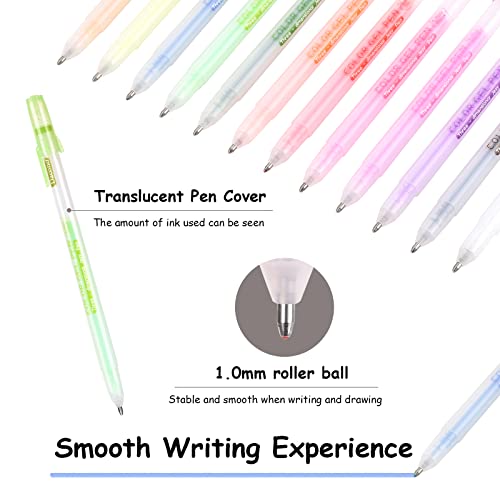 Dacono Glitter Gel Ink Pen, Colored Gel Glitter Pen 12 Color Set, 3-Dimensional Jelly Ink Pens 1.0mm Bold Metallic Glitter Gel Pens Coloring Markers DIY Fluorescent Painting Pen