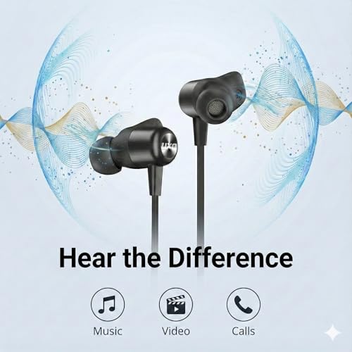 UXD Bluetooth Headphones, Wireless Bluetooth Headphones, Headphones with CVC 8.0 Built-in Microphone, 20 Hours Usage Time, IPX7 Waterproof, Sports Headphones, Running Headphones