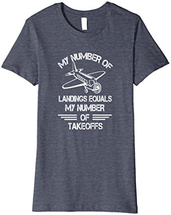 Womens Airplane Pilot Shirt Flying Gift - Landings Equals Takeoffs XL Heather Blue