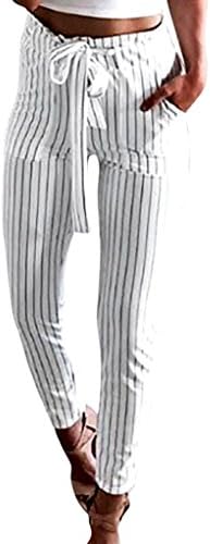 FORUU Pants for Womens, Striped High Waist Harem Bowtie Elastic Casual Work Office Trousers