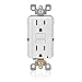 Leviton GFCI Outlet, 15 Amp, Self Test, Tamper-Resistant with LED Indicator Light, Protection from Electric Shock and Electrocution, GFTR1-W, White