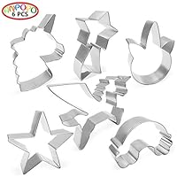 ANPOPO Unicorn Cookie Cutter Set - 6 Piece - Unicorn Face and Head, Flying Unicorn, Rainbow, Shooting Star and Star Fondant/Biscuit Molds for Kids Holiday Wedding Birthday Party