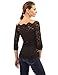 PattyBoutik Women Floral Lace Off Shoulder Top (Black Small)