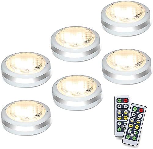 Puck Lights with Remote,Starxing Wireless Led Puck Lights Battery Operated,Led Lights with Remote Control,LED Under Cabinet Lighting,Dimmable Closet Light,4000K Natural White (Silver)