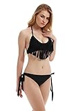 Women's Tassel Padded Fringe Bikini 2pcs Set Swimwear Swimsuit