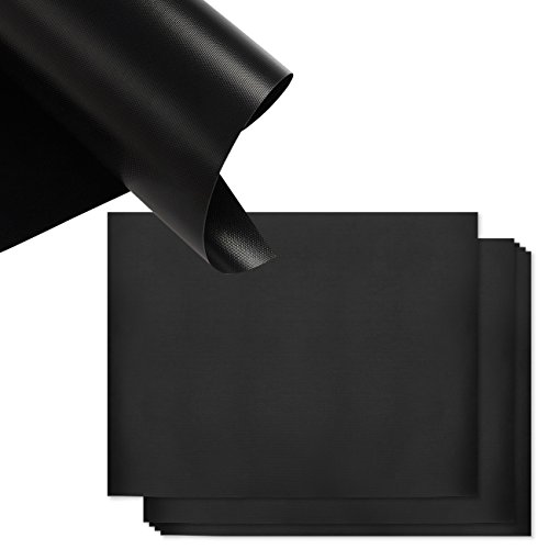 6 Pack BBQ Grill Mat Set - Non-Stick Outdoor Grill Mat - Black Grill Mat Non-Toxic Barbecue Grill Sheet - Grilling Mat For Grilling, Smoking, Works On Gas, Charcoal, Electric Grills, 15.75 X 13 Inches