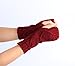 GBSELL Women's Winter Crochet Knitted Arm Long Fingerless Warmers Gloves (Wine Red)