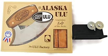 Alaska Ulu Knife Birch AC Bundle With Rada Sharpener, This Ulu Knife Can Be Used As Mezzaluna Chopper, Bolo Rolling Knife And Chopped Salad Tool