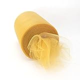 OurWarm® 6 Inch x 100 Yards (300FT) Tulle Roll Spool Tutu Skirt Fabric Wedding Party Gift Bow Craft (Gold Yellow)