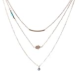 3 Strands in 1 Simple Layering Golden Necklace Hamsa Evil Eye Pendant
