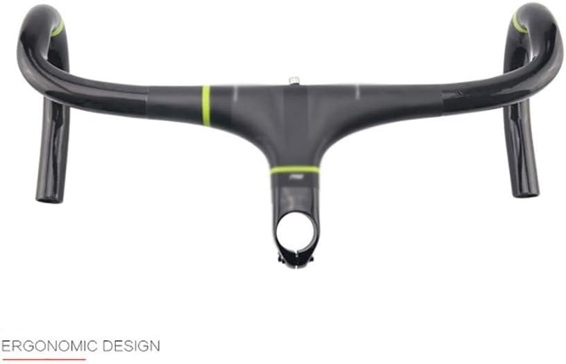 RXX666 Bike Drop Handlebar, Road bike Ultra-Light Integrated Handlebar, Carbon Fiber Handle, UD Matte Green Label, T700 / High Modulus Carbon Fiber Suitable for Road Bikes