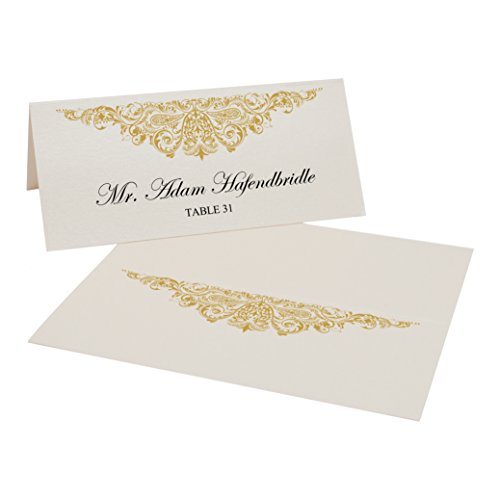 Documents and Designs Paisley Easy Print Place Cards (Select Color/Quantity), Champagne, Gold, Set of 75 (13 Sheets)