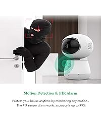 Cámara de vigilancia WiYA para mascotas, 1080p HD 2.4G WiFi IP inalámbrica para el hogar, detección de movimiento, cámara de visión nocturna para mascotas, bebés, ancianos