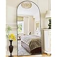 Full Length Mirror, 58"x19" Arch Floor Mirror, Floor Standing Mirror Freestanding Arch Full Body Mirrors with Stand for Bedroom, Hanging Mounted Mirrors for Living Room Cloakroom, Black