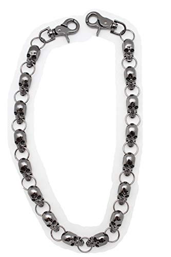 TFJ Men Biker Fashion Wallet Chain Metal Keychain Multi Skeleton Skull Long Gunmetal