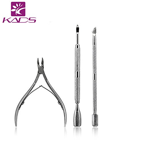 KADS 3pcs/set Stainless Steel Nail Tool Kits Scissor Nipper Cuticle Tool Spoon Pusher Dead Skin Remover Cutter Clipper Trimmer - Thumbnail 4