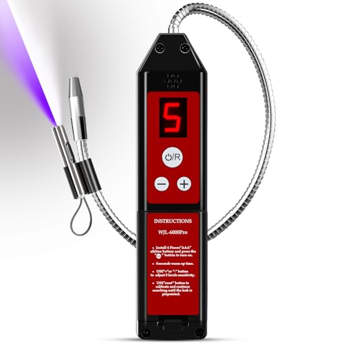WJL-6000PRO Refrigerant Gas Detector with LED Light, Portable, Leak Control, HVAC Freon Leak Tester for Car Air Conditioning