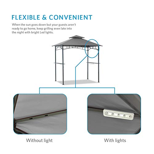 Coastshade 5'x8' Grill Gazebo Canopy Tent, Polyester Double Teir Soft Top Cover with UV and Waterproof, for Patio and Outdoor Living BBQ Shelter (5x8, Light Grey) - Thumbnail 2
