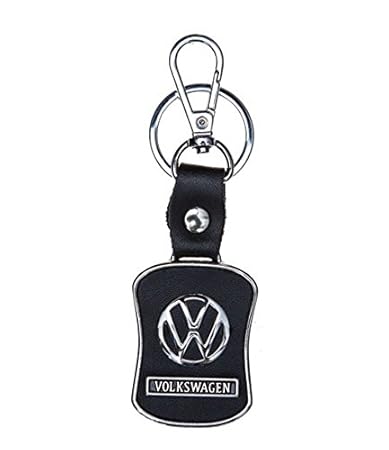 GCT Volkswagen VW Logo Leather Metal Hook Locking Keychain for Car Bike Men Women Keyring (Black)