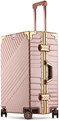 スーツケース インチキャビンスーツケースホイールトラベルバッグ男性ビジネスパスワードトロリーファッションアルミフレームローリング荷物スピナー 色 無料 Rose Size Luggage Gold 29