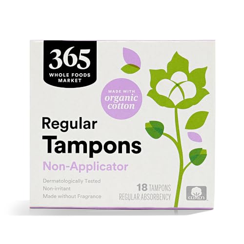 365 by Whole Foods Market, Non-Applicator Tampons, Made with Organic Cotton, Re…
