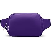 Bomvabe Purple Fanny Pack for Women with Extender Strap 53", 2-Way Zipper Everywhere Belt Bag 1L, Fashion Waist Bag for Mothers Day Gifts, Crossbody Bag for Travel Gym Running Hiking Cycling
