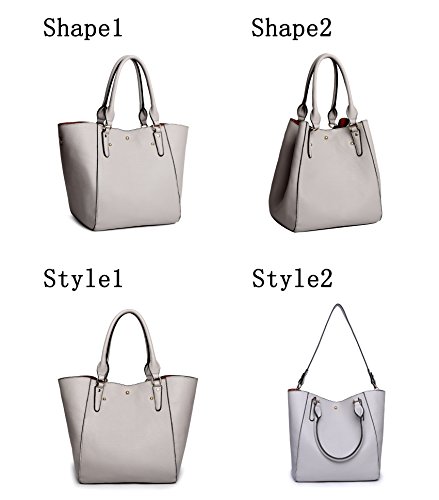Obosoyo Women's Waterproof Handbags ladies Synthetic Leather Tote Shoulder Bags Fashion Travelling Mommy Soft Hot Gray
