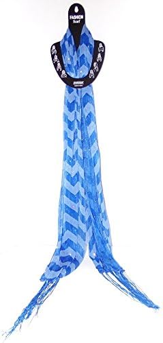 Classic Chiffon Oblong Neck Head Scarf Beautiful Design And Color, 11 Colors, Lite Fringe Detail (Navy Blue)