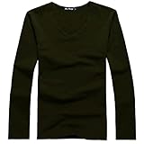 Generic Fashion Men Slim Fit Cotton V-Neck Long Sleeve Casual T-Shirt Tops