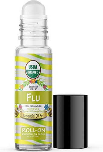 Essential Oil for Flu (USDA Organic - 100% Pure) Pre-Diluted Blend of Essential Oils Recommended by Aromatherapists for Aromatherapy - 10ml