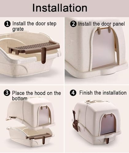 ORCHID M® Large Cat Litter Box Closed Cat Toilet Box Pan, Large Hooded Sand Basin Training Kit with Scoop Handle for Cats Kittens Fully Enclosed Splash-Proof Easy to Installation and Clean