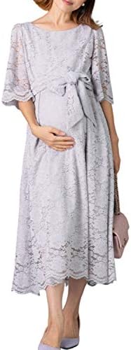 Sweet Mommy マタニティワンピース 授乳服 総レース ロングドレス フォーマル 結婚式 Aタイプ 総レース ネイビー M