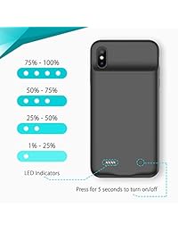 Funda para iPhone Xs Max de 4000 mAh, funda protectora de carga portátil con batería recargable extendida para iPhone Xs Max (6,5 pulgadas), color negro