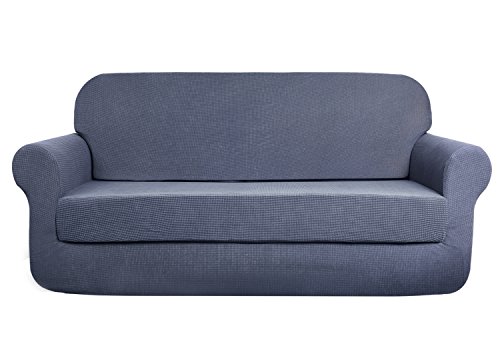 AUJOY Stretch 2-Piece Sofa Covers Water-Repellent Dog Cat Pet Proof Couch Slipcovers Protectors (XL Sofa, Gray)