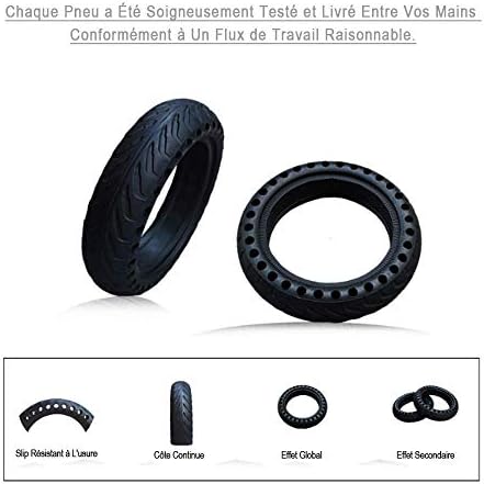 ehua® Pneu Plein Xiaomi Trottinette M365, M365 Pro, Roue Alveolée Dure Anti Crevaison Anti dérapant Increvable Solide 8,5 Pouces Avant/Arrière