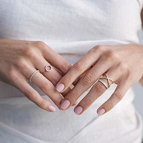 PAVOI 14K Gold Plated Rings Cubic Zirconia Band | Marquise Milgrain Eternity Bands | Gold Rings for Women - Image 5