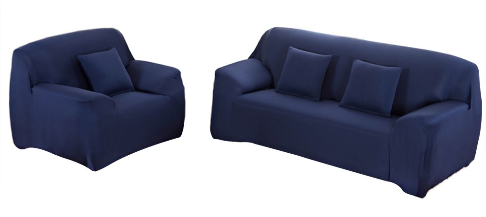 WOWTOY Sofa Cover 1 2 3 4 Seater Slip Cover Sofa Couch Stretch Elastic Fabric Sofa Protector Blue