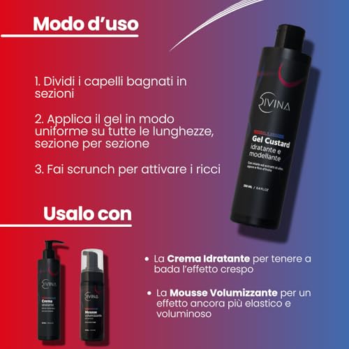 DIVINA BLK Natural & Amazing Afro Super Curly Curling Gel Custard Moisturizing Anti-Frizz and Shaping with Natural Extracts (250ml)