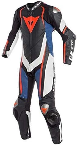 LEATHERAY Men's Fashion Motorbike Dainese Real Leather One Piece Suit with Armor Protection Black XS-5XL