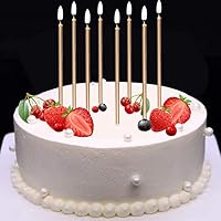 MOKARO 24 Count Birthday Candles Bulk for Christmas Party Cakes Champagne Gold 5.6inch Long Thin Celebration Candles Luxurious Birthday Wedding Cupcake Sparklers Decoration