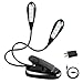 Book light， Clip On Book Reading Lamp - 4LED 4 Levels of Brightness-No Flicker，Rechargeable and，Flexible Dual Head，Daylight White，Travel Light，Clip，Light Reading at Night，Best Gift (black)