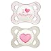 MAM Original Baby Pacifier, Nipple Shape Helps Promote Healthy Oral Development, Sterilizer Case, 2 Pack, 0-6 Months, Love & Affection/Girl