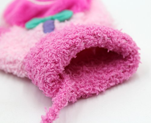 Toddlers Baby Girl Boys Cute Cartoon Warm Sound Gloves Mittens with String for 0-12 Months (Lillipop Pink)