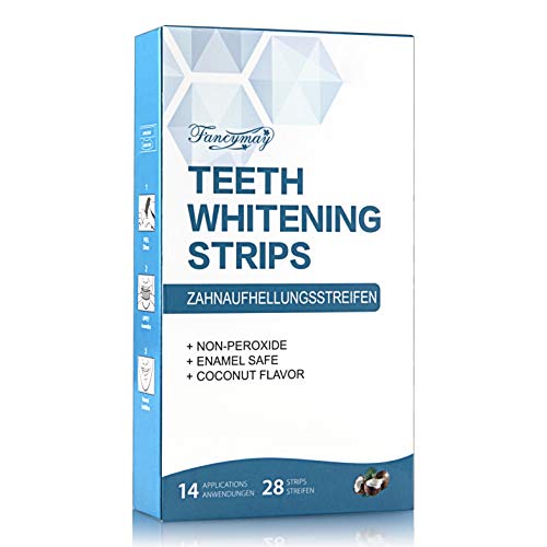 Teeth Whitening Strips, Professional Whitening Strips Kit with 3D Non-Slip Dental Teeth Whitener, Removes Stains & Freshens Breath with Coconut Oil, 14 Sets, 28 White Strips