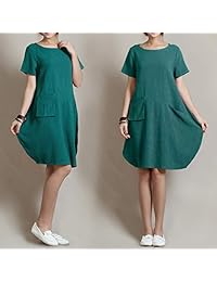 Anysize suave linterna suelta de algodón primavera verano vestido más tamaño ropa litosoma versión 0.7 libras Y4