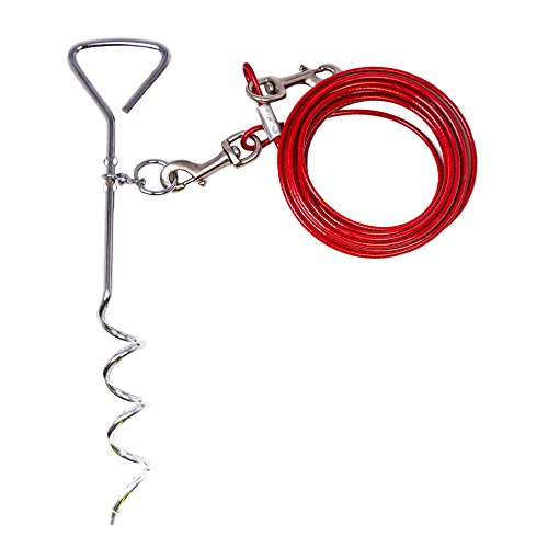 20ft dog tie out cable for dogs, 16" chrome plated anti rust…