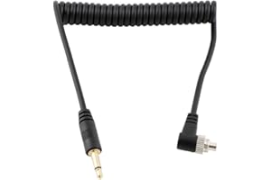 3.5mm Jack to PC Sync Cable Cord Male Speedlight Flash Trigger Connect Spring Coiled Wire Cord with Screw Lock for Canon Niko